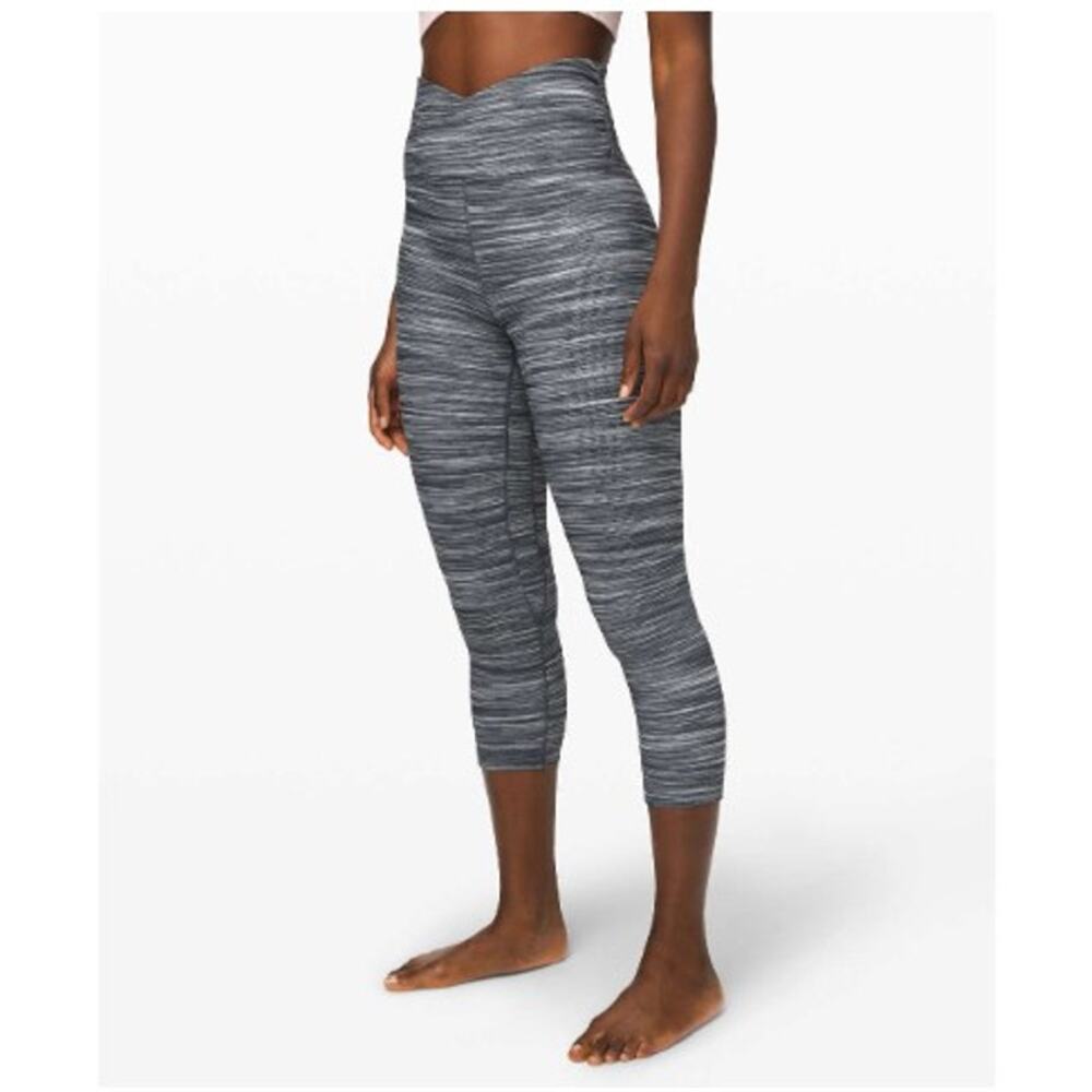Lululemon Align V-Waist Crop 21 Space Dye Black White Leggings Womens Size 2